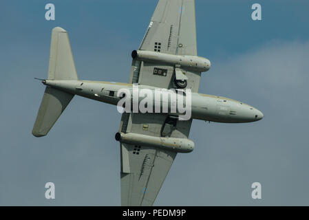 Royal Air Force RAF Canberra vintage jet flying at an airshow. English Electric Shorts built Canberra PR9 XH134 spy plane photo reconnaissance version Stock Photo