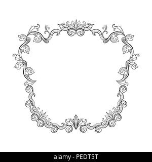 Floral border for picture. Italian vintage ornament for photo. Isolated Retro divider with swirl for greeting card or wedding, decoration vignette. Ro Stock Vector