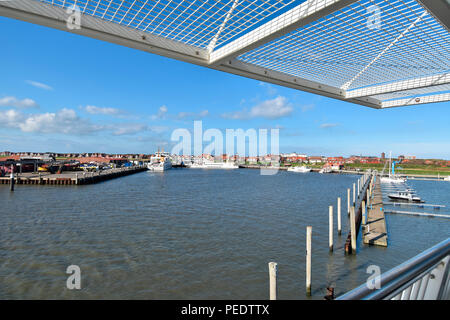 Landmark Juist Harbour, navigational mark, observation deck, Juist, National Park Wadden Sea, Lower Saxony, East Frisian Island, Germany Stock Photo