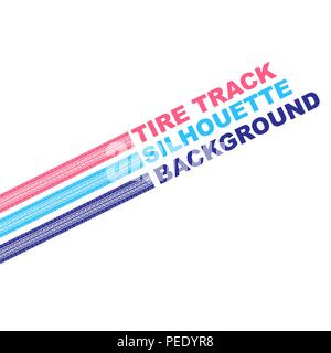 White background with three color tire tracks and sample text Stock Vector