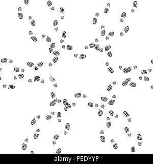 White background with black shoes print ways Stock Vector
