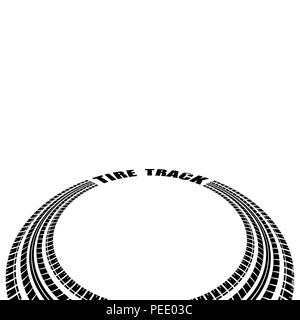 White background with black circle tire silhouette and text Stock Vector