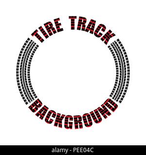 Black circle tire track with red text inside isolated on white background Stock Vector