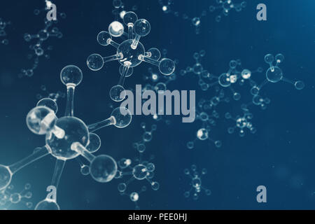 Atoms structure. Science or medical background with molecules and atoms. Medical background for banner or flyer. Structure at the atomic level, 3D ill Stock Photo