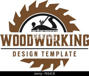 Woodworking gear logo design template vector element isolated Stock Vector