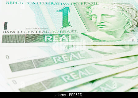 Detail of brazilian 1 BRL currency Stock Photo