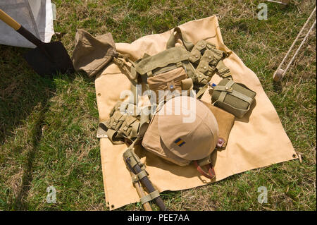 World War One living history reenactment display of soldiers kit at Hay-on-Wye Powys Wales UK Stock Photo
