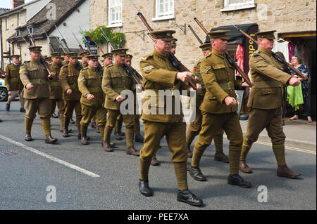 First World War re-enactor in the uniform of the Gordon Highlanders ...