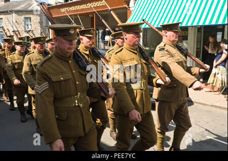 First World War re-enactor in the uniform of the Gordon Highlanders ...