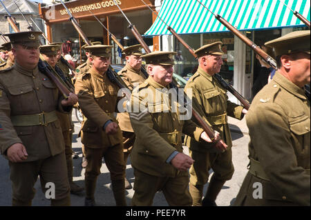 First World War re-enactor in the uniform of the Gordon Highlanders ...
