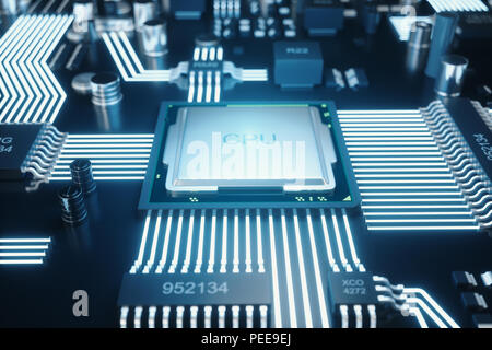 Cicruit board, artificial intelligence, ai, neural network concept. Technology background. Tech science background. Integrated communication processor Stock Photo