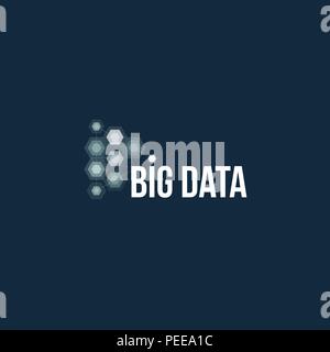 Big data base vector emblem. Data sorting geometric icon. Information sorting abstract logo. Digital technology simple label. Colored hexagon shapes logo template. Advanced analytics visual design. Stock Vector