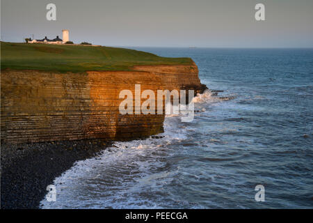 Nash Point and Lighthouse at sunrise, South Wales (4) Stock Photo