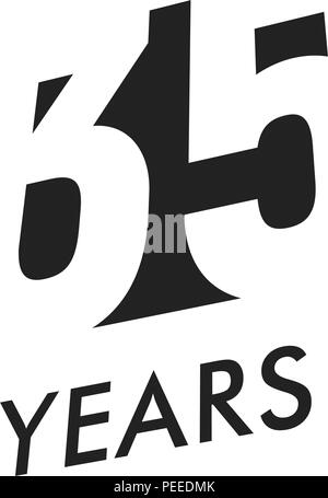 Thirty five years vector emblem template. Anniversary symbol, negative space design. Jubilee black color icon. Happy 35th birthday, abstract illustration. Stock Vector