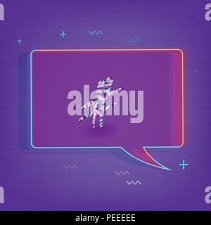 Hand drawn Hashtag sign with speech bubble. Glitch chromatic aberration trendy effect. Element for graphic design - blog, social media, banner, poster Stock Vector