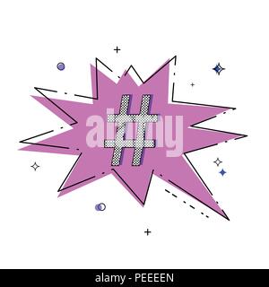 Hand drawn Hashtag sign with speech bubble isolated. Element for graphic design - blog, social media, banner, poster, flyer, card. Vector illustration Stock Vector