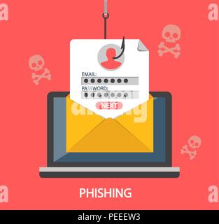 Premium Vector  Cyber attack. data phishing with fishing hook, laptop,  internet security. vector stock illustration.