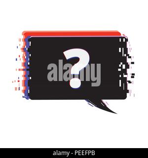 Question mark with speech bubble. Glitch effect. Vector illustration. Stock Vector