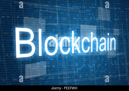 Blockchain word on digital background, virtual concept Stock Photo