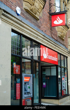 Chester, UK: Aug 6, 2018: A branch of Santander bank in Chester city centre. Santander is a wholly owned subsiduary of the Spanish Santander Group. Stock Photo