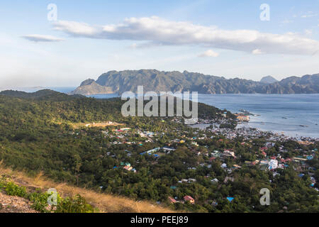 View on the bay of Coron from high hill in the philippines Stock Photo