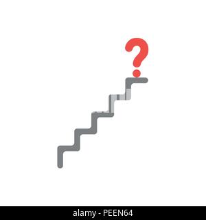 Flat design vector illustration concept of red question mark symbol icon at top of grey stairs. Stock Vector