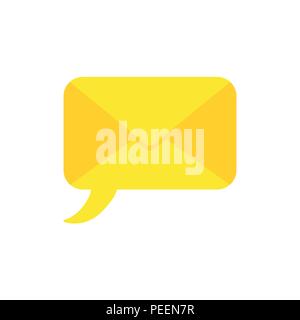 Flat design vector illustration concept of yellow speech bubble closed envelope symbol icon. Stock Vector