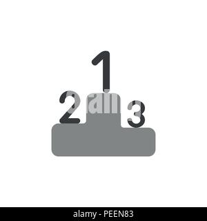 Flat design vector illustration concept of one, two and three numbers on grey podium symbol icon. Stock Vector