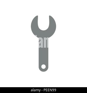 Flat design vector illustration of grey spanner symbol icon. Stock Vector