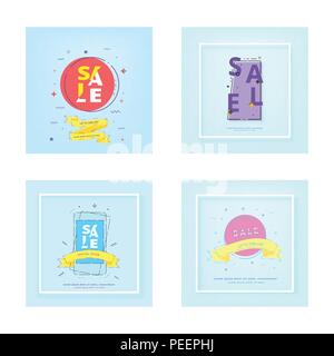 Set of square Sale banners. Vector illustration. Stock Vector