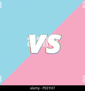 Versus sign on divided backgroundwith glitch effect. VS screen. Decorative battle cover with lettering. Template for banner, poster, flyer, brochure,  Stock Vector