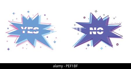 Yes and No check marks banners. Sliced ext on speech star bubble with random decorative shapes. Element for graphic design - poster, flyer, brochure,  Stock Vector
