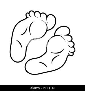 foot print icon outline design isolated on white background Stock Vector