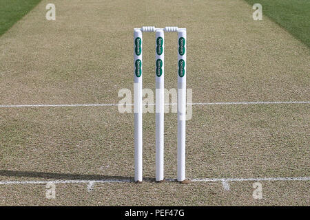 The stumps ready for play during Essex CCC vs Durham MCCU, English MCC University Match Cricket at The Cloudfm County Ground on 2nd April 2017