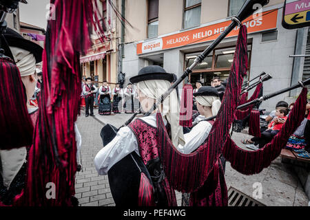 Pipers, Spanish folklore, Candas, Asturias, Spain Bagpipes Stock Photo