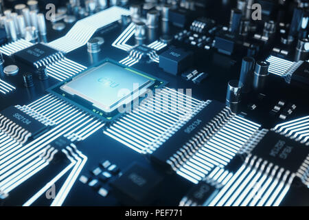 Cicruit board, artificial intelligence, ai, neural network concept. Technology background. Tech science background. Integrated communication processor Stock Photo