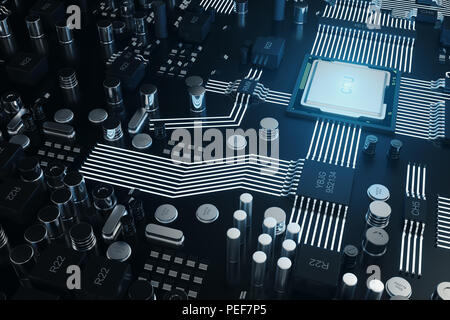 Cicruit board, artificial intelligence, ai, neural network concept. Technology background. Tech science background. Integrated communication processor Stock Photo