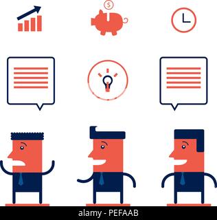 Set of businessman and business icons Modern flat design style Stock Vector
