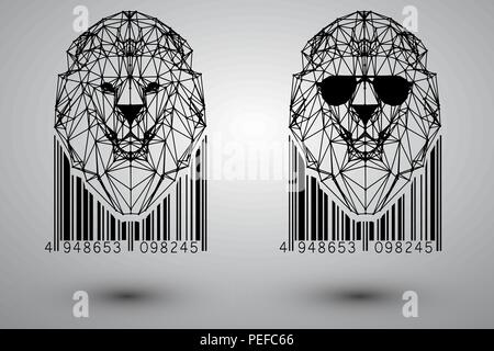 Head of lion from triangles. Stock Vector