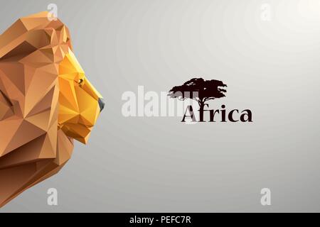 Head of lion from triangles. Stock Vector