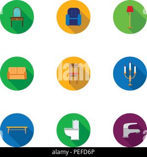 Furniture set icons in flat style. Big collection of furniture vector symbol stock Stock Vector