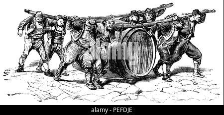 Wine Carriers, Constantinople, Turkey, Illustration, Classical Portfolio of Primitive Carriers, by Marshall M. Kirman, World Railway Publ. Co., Illustration, 1895 Stock Photo