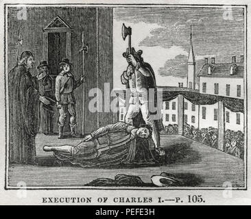 Execution of Charles I, 1649, Illustration from the Book, Historical Cabinet, L.H. Young Publisher, New Haven, 1834 Stock Photo