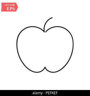 Apple - one line drawing. Continuous line fruit. Hand-drawn minimalist illustration, vector. eps10 Stock Vector