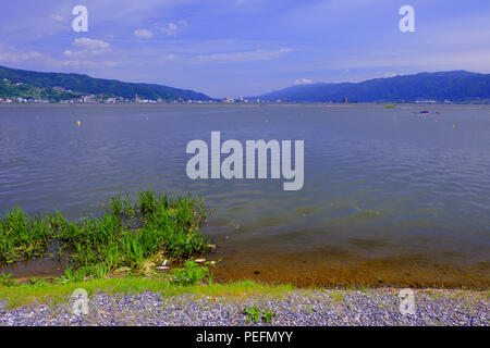 The Suwa Lake, Shimosuwa, Nagano, Japan Stock Photo