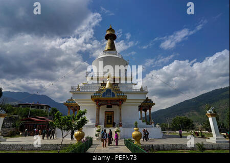 Beautiful view of Buddhism religion with Dzongh and Tigers Nest on a sunny day. Photo taken in Bhutan and showing unique culture and religion. Stock Photo