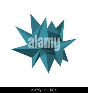 Emerald green Low poly vector crystal on the white background Stock Vector