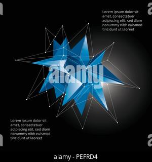 Low poly vector crystal infographic template on the black background Stock Vector
