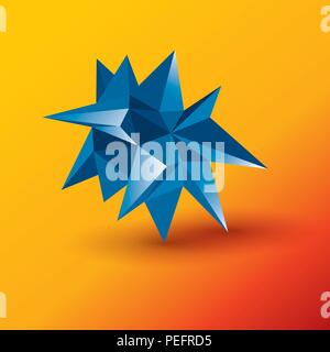 Low poly vector crystal on the orange background Stock Vector