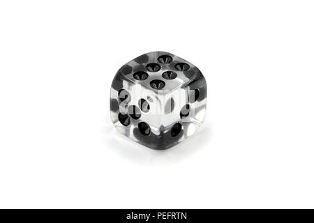 Glass dice close up isolated on white Stock Photo